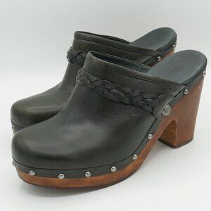 UGG Kaylee Studded Leather and Wood Clogs Women's Size 9